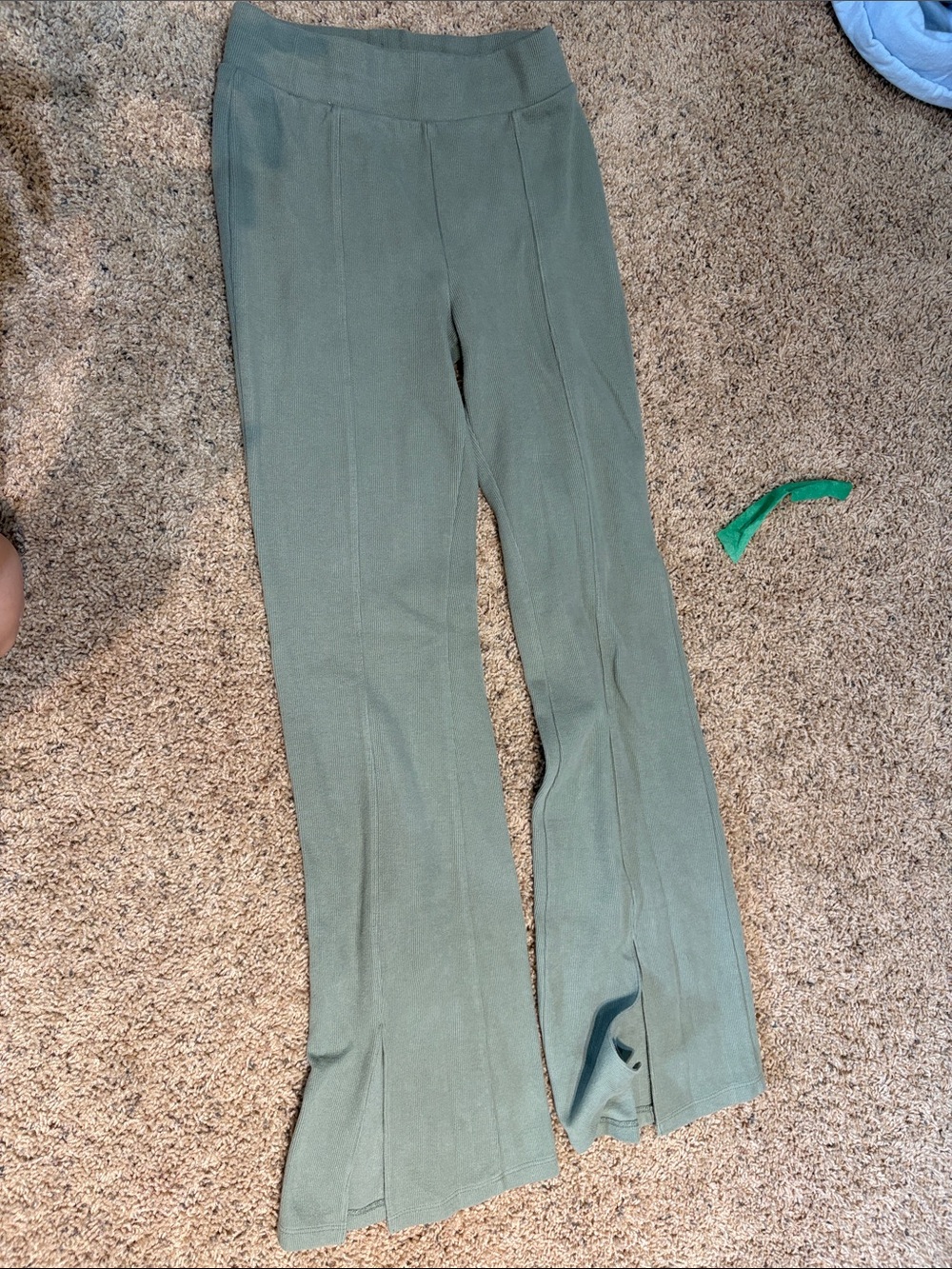 Forever 21 Olive Green Flare Knit Pants